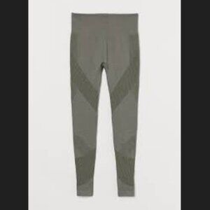 H&M Sport Contour High Waisted Seamless Leggings - Large in Khaki Green Marl
